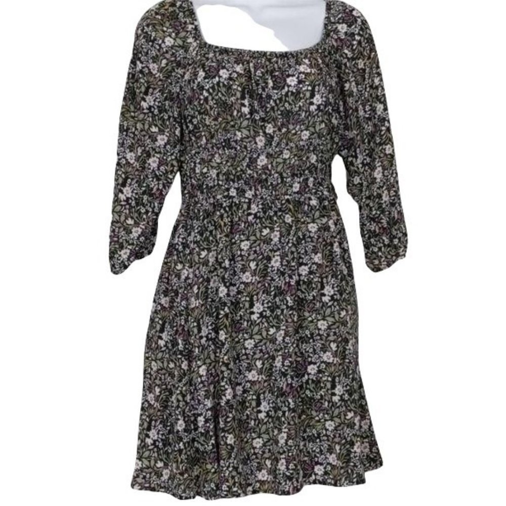 A.U.W. Women's floral dress long sleeve fit & flare lightweight  (NWOT) Size S